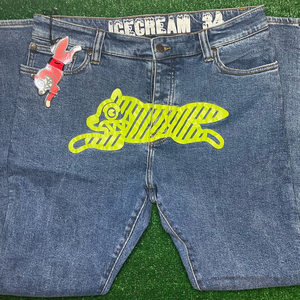 ICECREAM NEON LIME JEAN - MEDIUM BLUE WASH